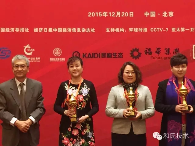 和氏技术董事长王丽萍女士荣获"2015中国经济新领军女性奖"